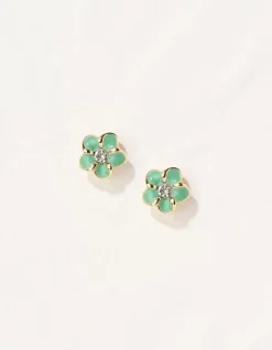 FatFace Enamel Flower Studs Green Online