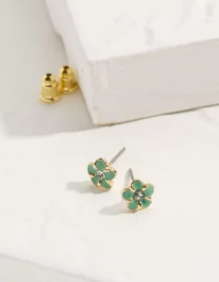 FatFace Enamel Flower Studs Green Online