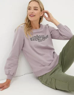 FatFace Enjoy The Now Sweatshirt Lilac Hot