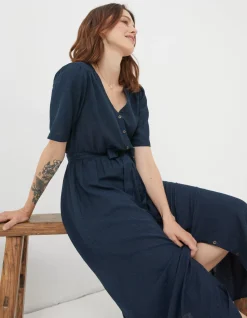 FatFace Estelle Midi Dress Navy New