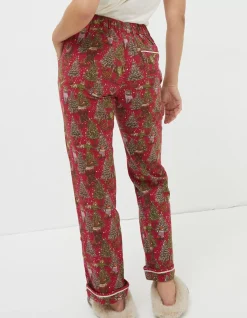 FatFace Eva Bobbi Bear Pyjama Bottoms Rasp Red