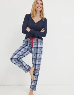 FatFace Eva Snowflake Bottoms Washed Blue New