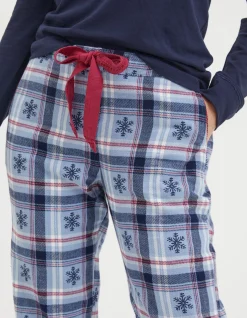FatFace Eva Snowflake Bottoms Washed Blue New
