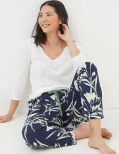 FatFace Eva Spring Blooms Jersey Pyjama Bottoms Navy Outlet