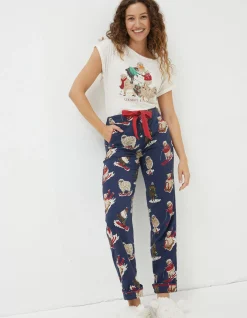 FatFace Eva Stevie Sheep Pyjama Bottoms Navy Discount