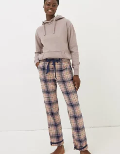 FatFace Eva Wildscapes Check Pyjama Bottoms Purple New