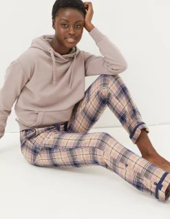 FatFace Eva Wildscapes Check Pyjama Bottoms Purple New