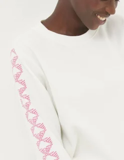 FatFace Eve Embroidered Sleeve Top Ivory Sale