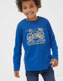 FatFace Explore Graphic T-Shirt Cobalt Blue Hot