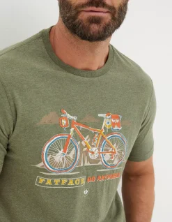 FatFace Explore Outdoors Bike T-Shirt Khaki Marl Clearance