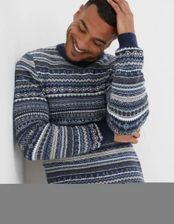 FatFace Fairisle Crew Jumper Blue Hot