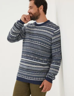 FatFace Fairisle Crew Jumper Blue Hot