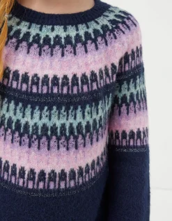 FatFace Fairisle Jumper Dress Navy Outlet