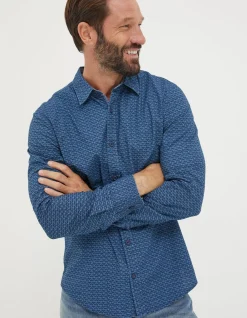 FatFace Fanmore Print Shirt Navy Outlet