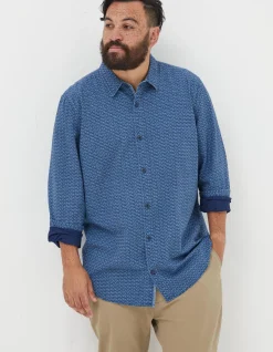 FatFace Fanmore Print Shirt Navy Outlet