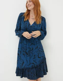 FatFace Farah Marble Dress Teal Blue Sale