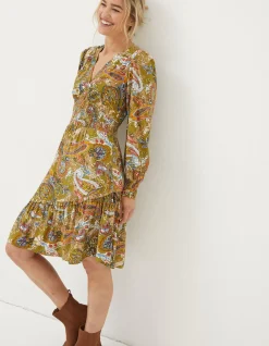 FatFace Farah Prairie Paisley Dress Light Olive