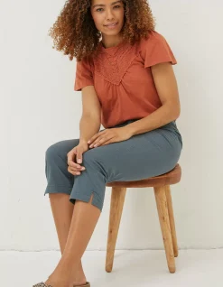 FatFace Farnham Cropped Chinos Teal Green New