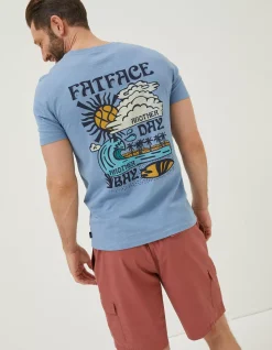 FatFace Another Day T-Shirt Chambray Blue New