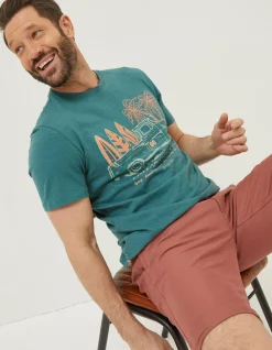 FatFace Surf Club T-Shirt Teal Green Best
