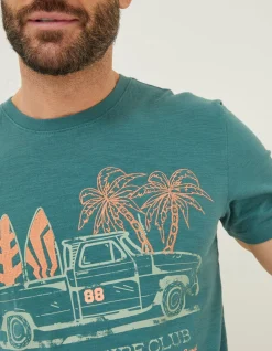 FatFace Surf Club T-Shirt Teal Green Best