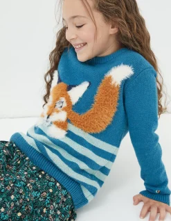 FatFace Felicity Fox Knitted Jumper Teal Green Best
