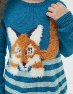 FatFace Felicity Fox Knitted Jumper Teal Green Best