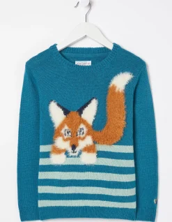 FatFace Felicity Fox Knitted Jumper Teal Green Best