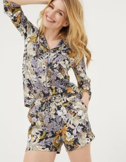 FatFace Fern Floral Short Pyjama Set Black Clearance