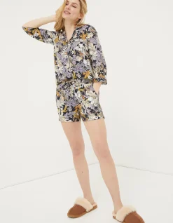 FatFace Fern Floral Short Pyjama Set Black Clearance