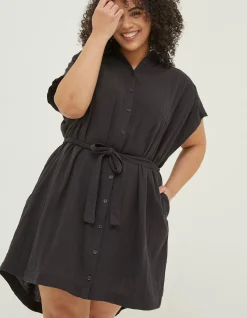 FatFace Finley Shirt Dress Black Sale