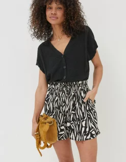 FatFace Fiona Paint Stroke Shorts Black Sale