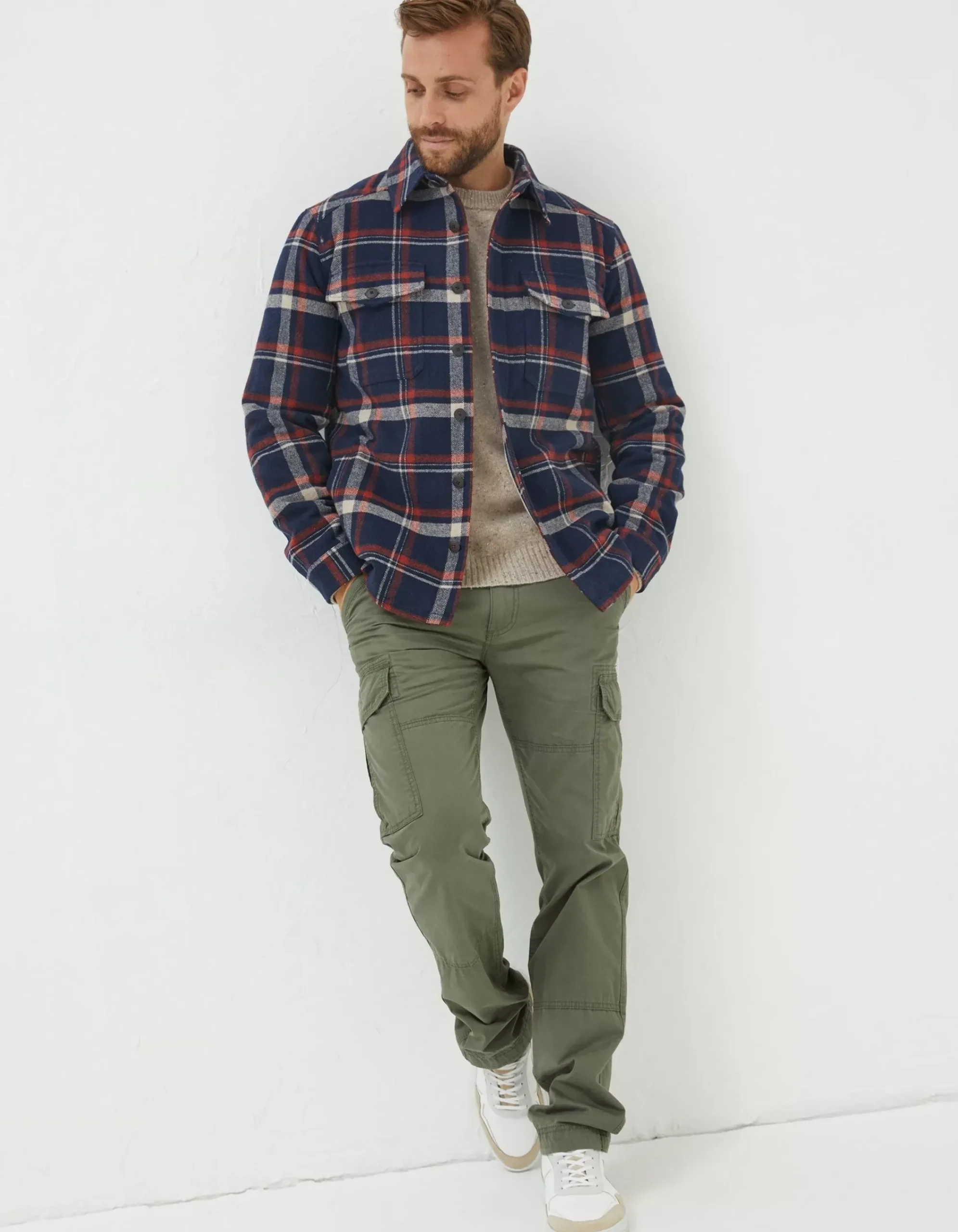 FatFace Fjord Check Overshirt Navy Hot