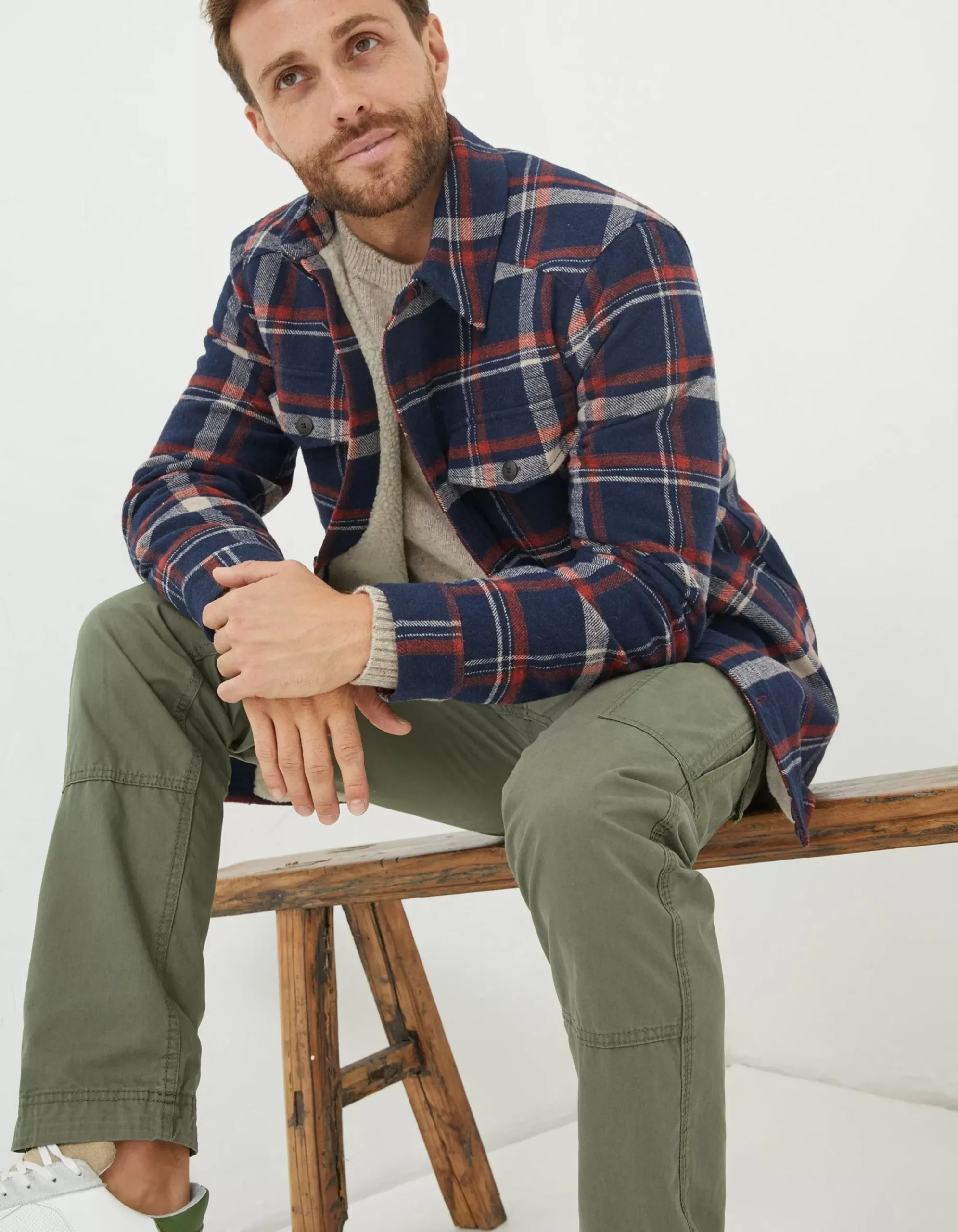 FatFace Fjord Check Overshirt Navy Hot