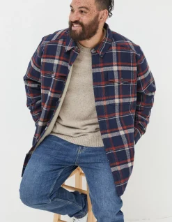 FatFace Fjord Check Overshirt Navy Hot