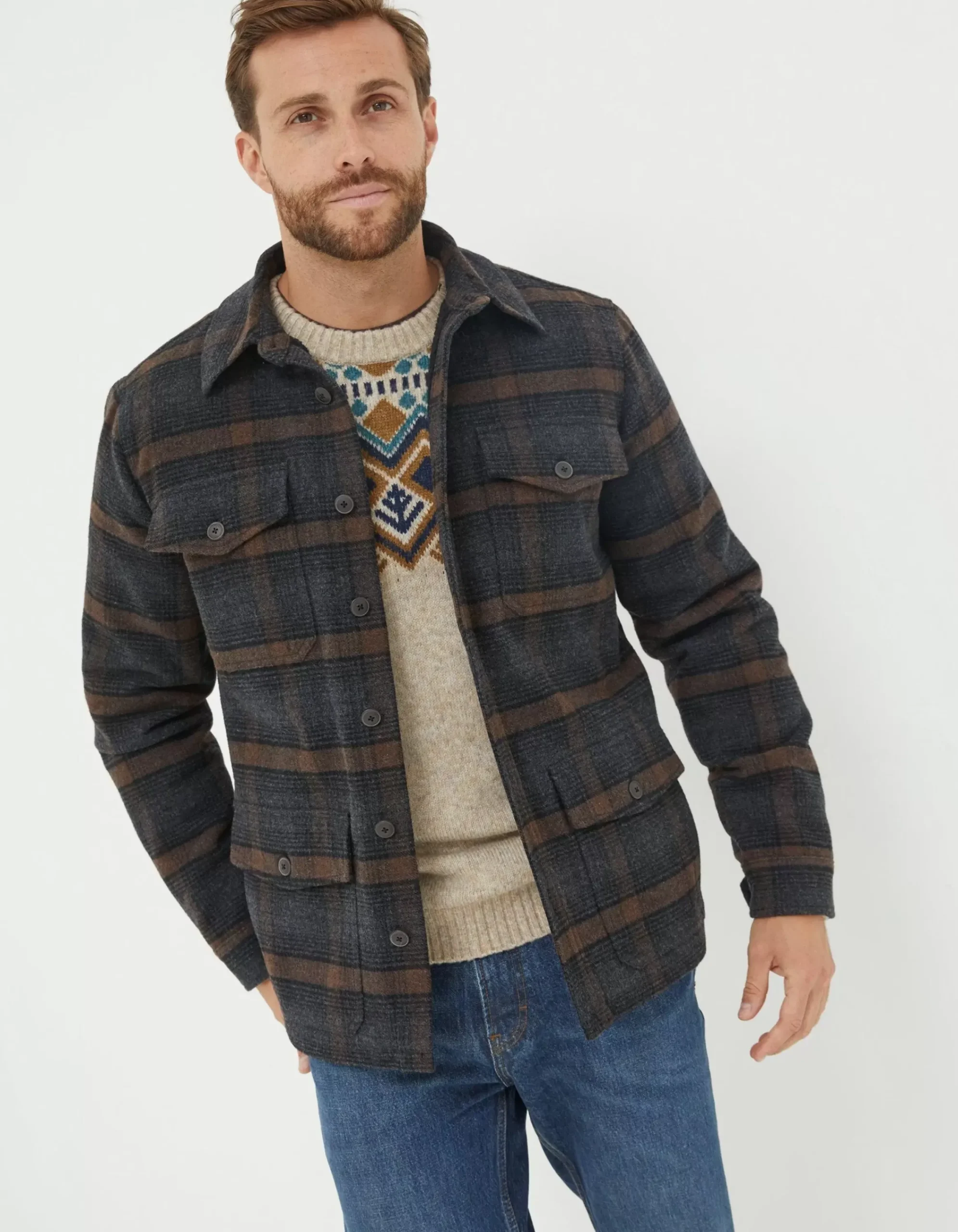 FatFace Fjord Ombre Overshirt Black Online