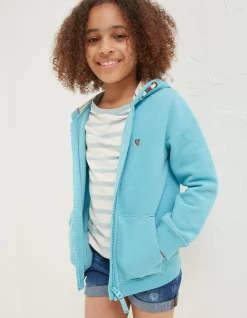 FatFace Flamingo Sweat Zip Through Hoodie Aqua Blue Online