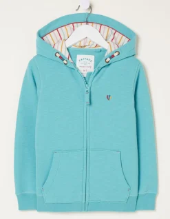 FatFace Flamingo Sweat Zip Through Hoodie Aqua Blue Online