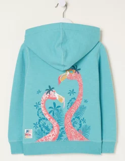 FatFace Flamingo Sweat Zip Through Hoodie Aqua Blue Online