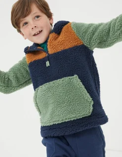 FatFace Fleece Block Hoodie Navy Outlet