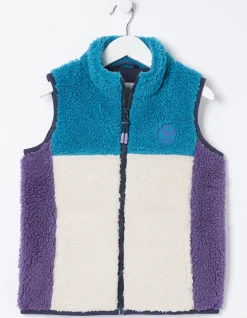 FatFace Fleece Colourblock Gilet Lilac Clearance