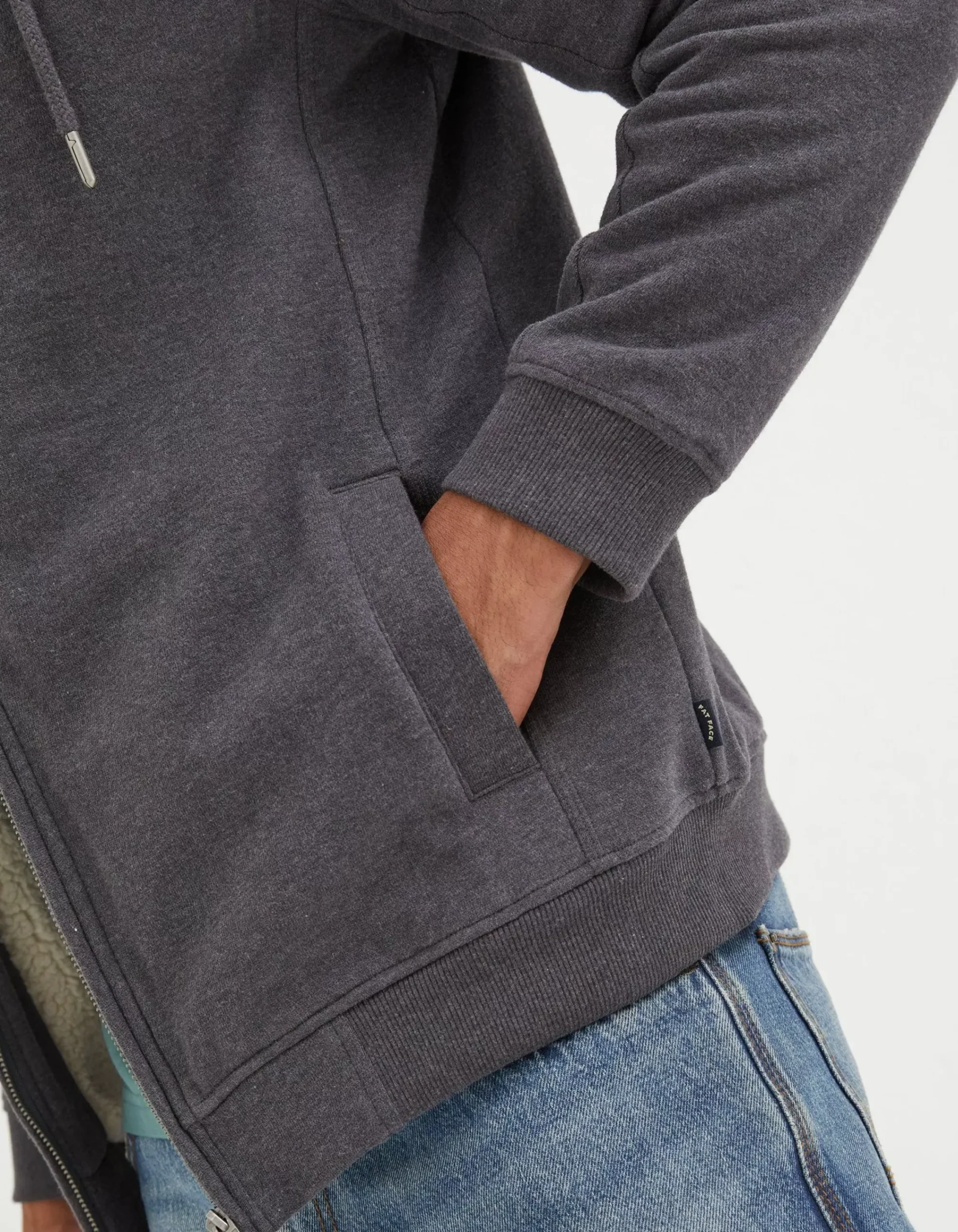 FatFace Fleece Lined Hoodie Washed Black Outlet