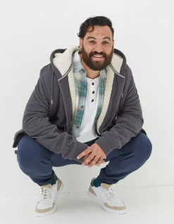 FatFace Fleece Lined Hoodie Washed Black Outlet