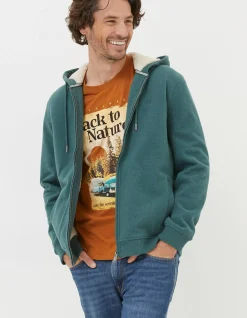 FatFace Fleece Lined Hoodie Jade Green Discount