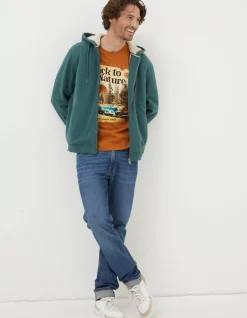 FatFace Fleece Lined Hoodie Jade Green Discount