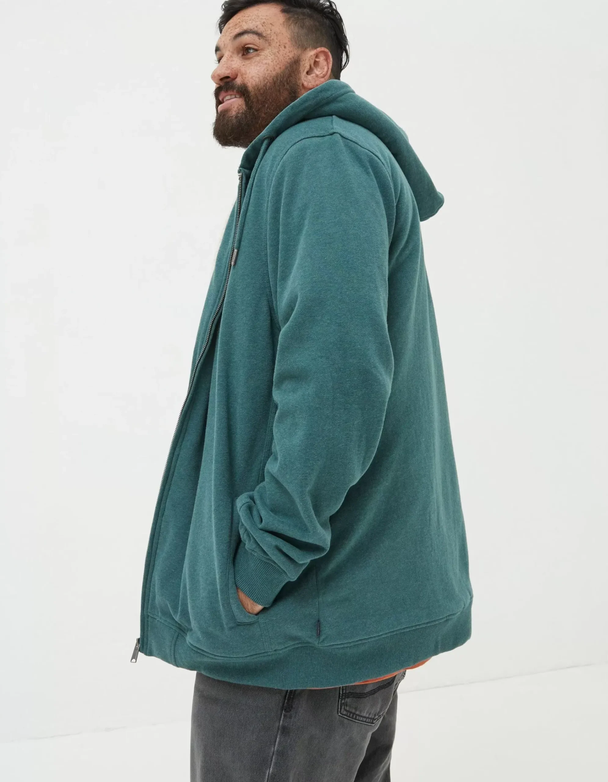 FatFace Fleece Lined Hoodie Jade Green Discount