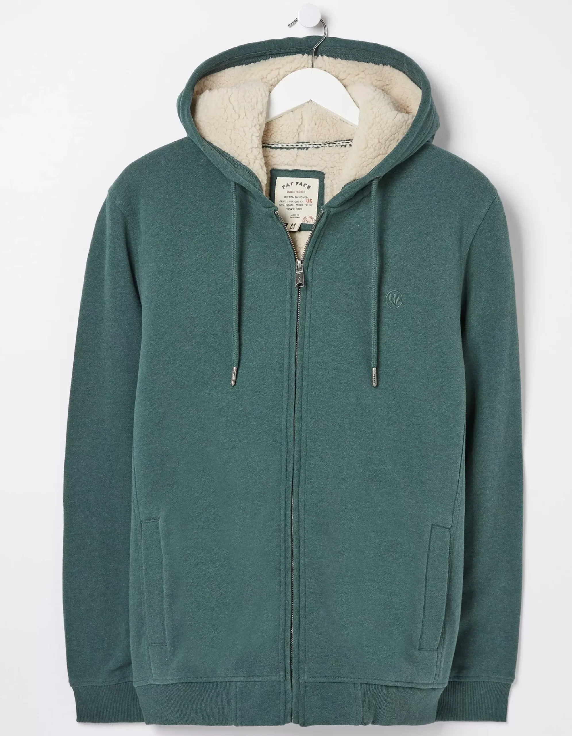FatFace Fleece Lined Hoodie Jade Green Discount
