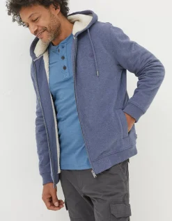 FatFace Fleece Lined Hoodie Blue Discount