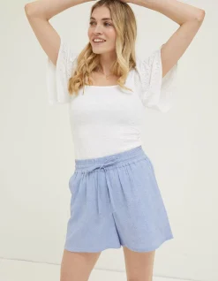FatFace Flippy Textured Spot Shorts Blue New
