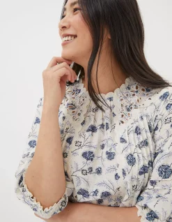 FatFace Flora Broderie Ditsy Blouse Ivory New